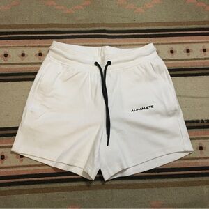 Alphalete women’s MEDIUM white shorts pockets athletic athleisure drawstring new